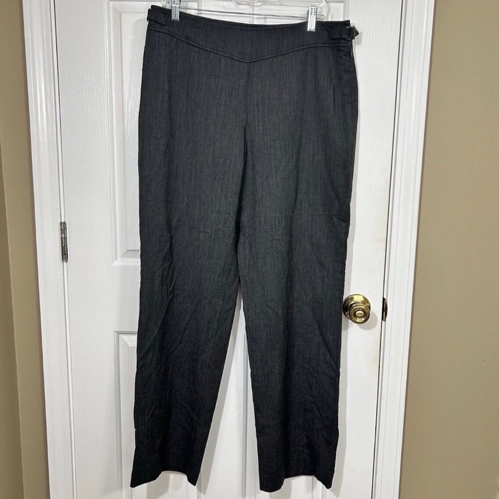 Talbots Heritage Wool Blend Wide Leg Trousers Grey Size 12 Stretch Side Zip